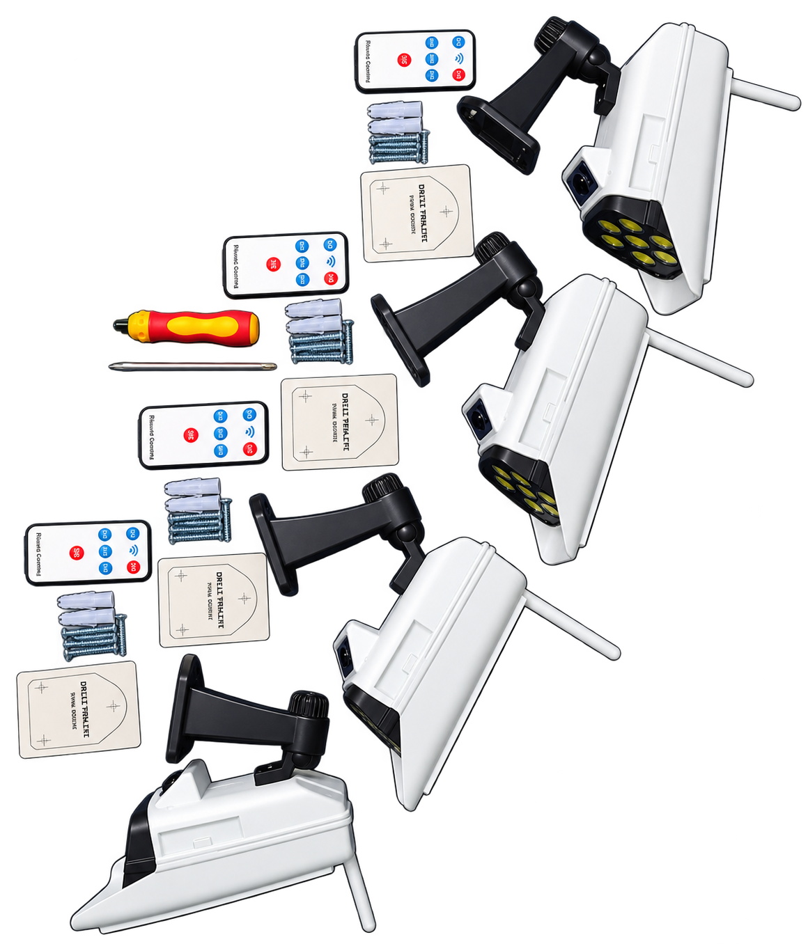 4-Camera Solar Dummy CCTV Kit with Motion Floodlight