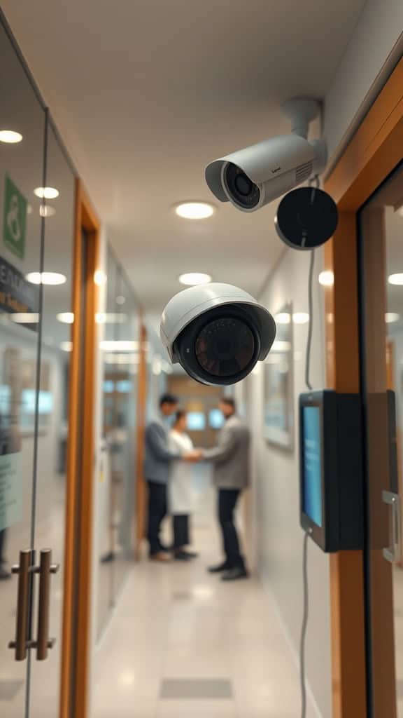 High-definition CCTV security cameras installed indoors for home and office surveillance.