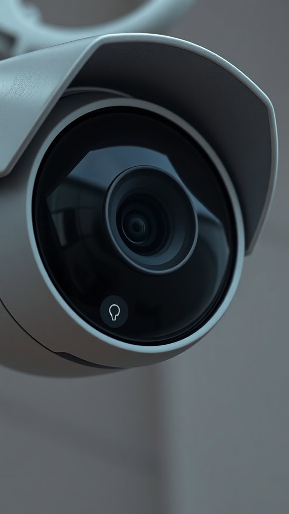 High-resolution CCTV security camera with lens and night vision capabilities.
