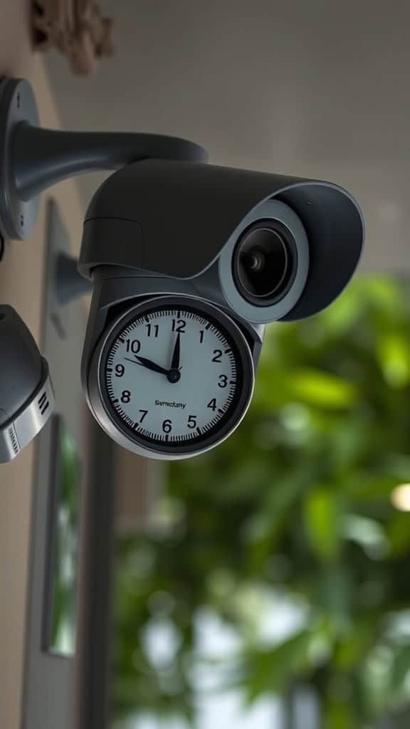High-quality CCTV security camera with built-in clock for home surveillance.