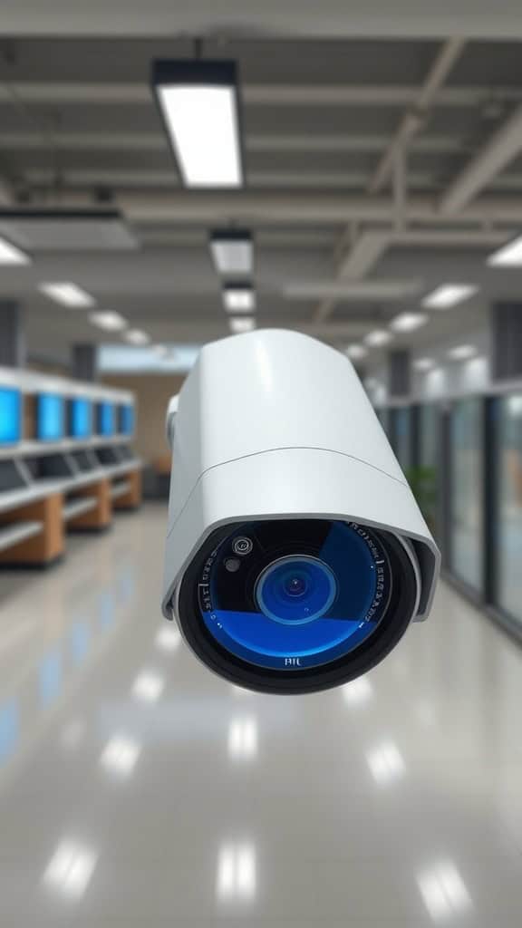 High-resolution CCTV security camera with infrared night vision and weatherproof design.